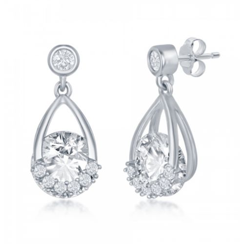 Cubic Zirconia 'Swing' Dangles in Sterling Silver - D-7627